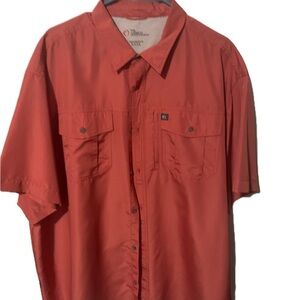 Mens Orange Button Down Casual Shirt